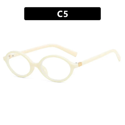 Oval Small Frame Retro Glasses for Women - Korean Plain Style Anti-Blue Light Eyewear, Ladies Optical Spectacles