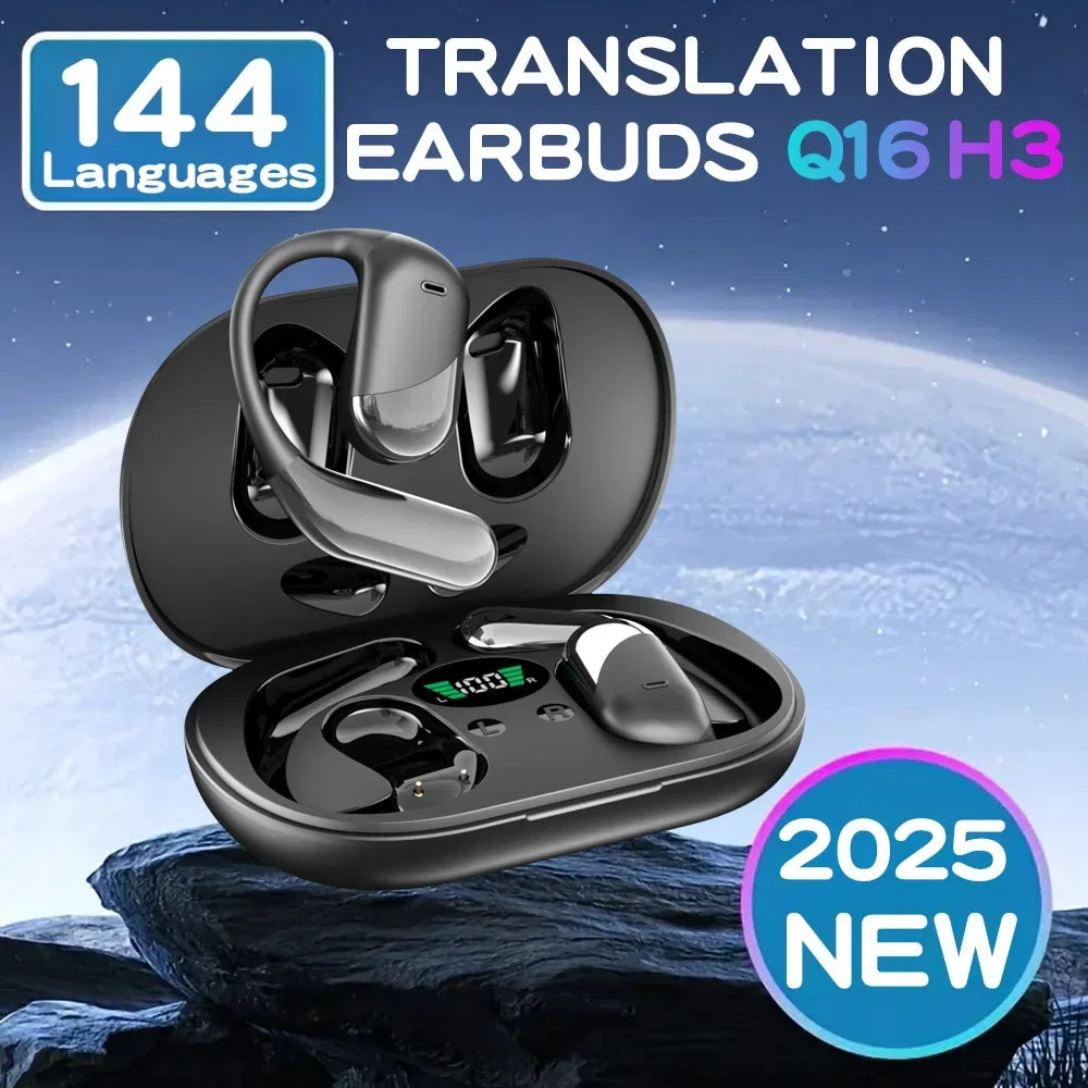 3-in-1 AI Translator Earbuds - Real-Time Voice Translation in 144 Languages with Bluetooth 5.4 & Noise Cancellation