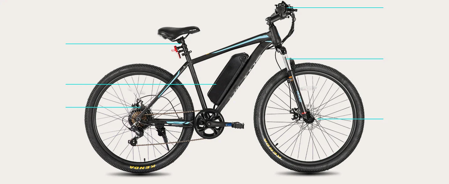 HILAND 26" Electric Mountain Bike for Adults - 500W Motor, 7 Speeds, Removable Battery, 20MPH Ebike