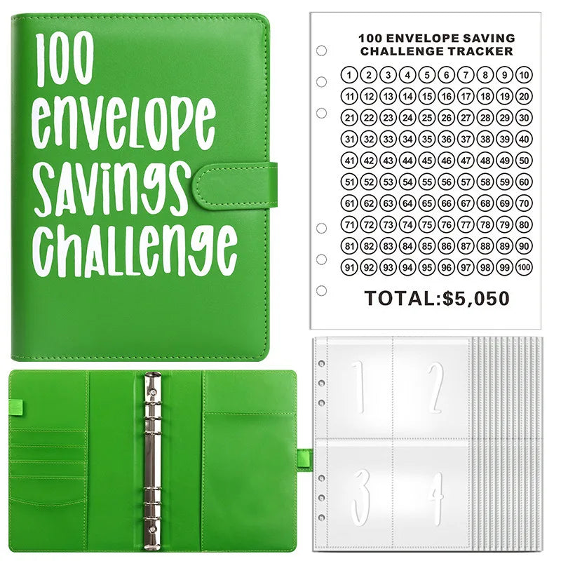 100 Envelope Challenge Binder – Savings Challenge Loose-Leaf Budget Binder with Cash Envelopes, Money Organizer System