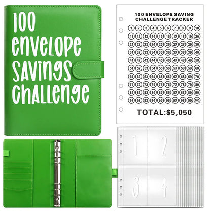 100 Envelope Challenge Binder – Savings Challenge Loose-Leaf Budget Binder with Cash Envelopes, Money Organizer System
