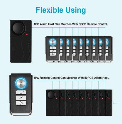 Awapow Wireless 110dB Vibration Bike Alarm with Remote Anti-Theft Home & Window Security