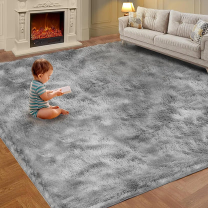 VIKAMA Tie-Dye Plush Carpet – Soft Fluffy Non-Slip Rug for Living Room, Kids’ Room & Baby Crawling Mat