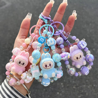 Labubu Keychain — Creative Resin Bead Cartoon Pendant for Backpack, DIY Couple & Kids Gifts