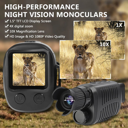 1080P HD Monocular Night Vision – 5X Infrared Zoom Hunting Telescope, 300m Full Darkness Range