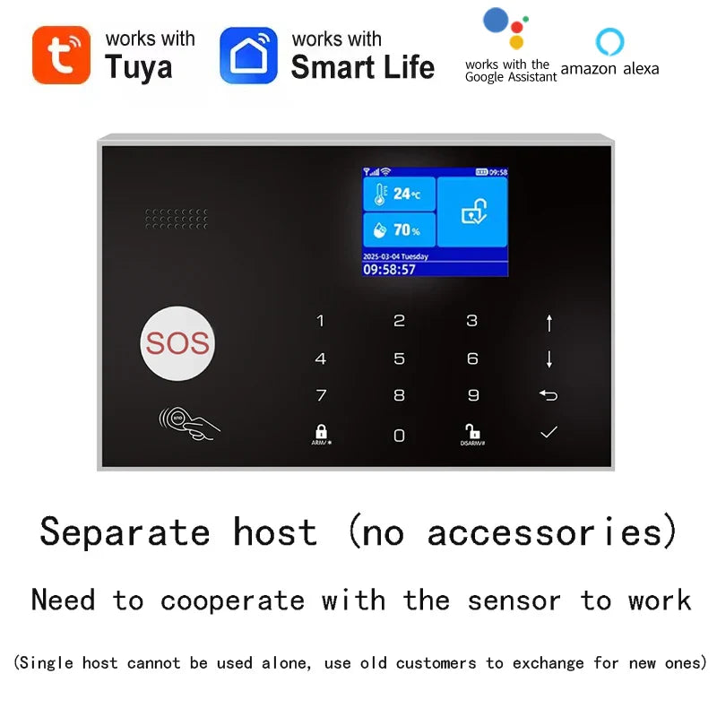 Home WIFI & GSM Security Alarm System – Anti-Theft with Door Sensor, PIR Motion Detector, Tuya Smart App & Alexa Control