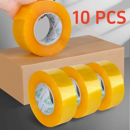 10/1PCS Heavy-Duty Packing Tape – Transparent Yellow & White Box Sealing Tape for Large Rolls & Thick Package Shipping