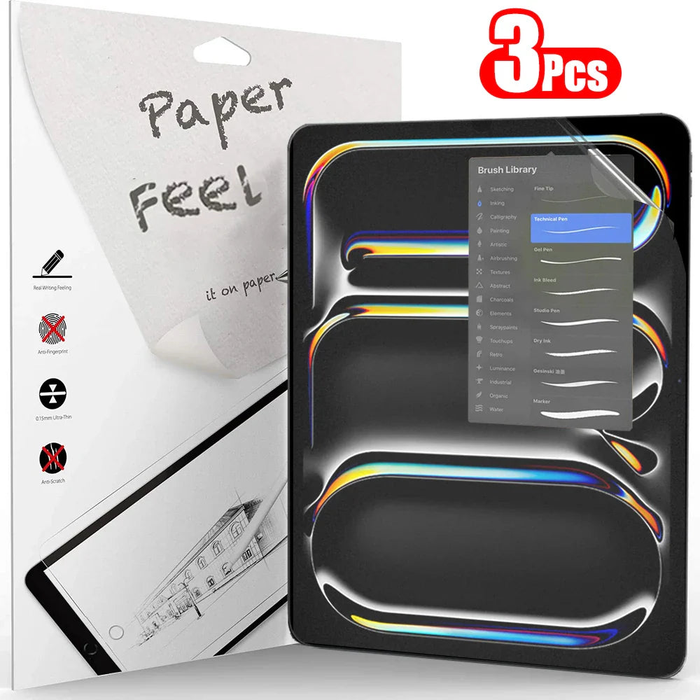 3Pcs Paper-Like Screen Protector for iPad Air & Pro – Compatible with 6th to 10th Gen (11", 12.9", 10.5")
