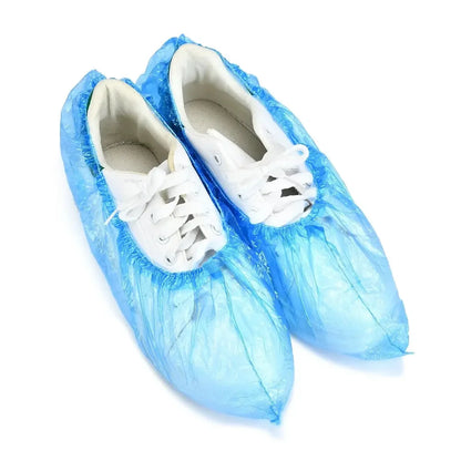 100pcs Disposable Waterproof Boot Covers – Non-Slip, Plastic Overshoes for Rain & Mud Protection