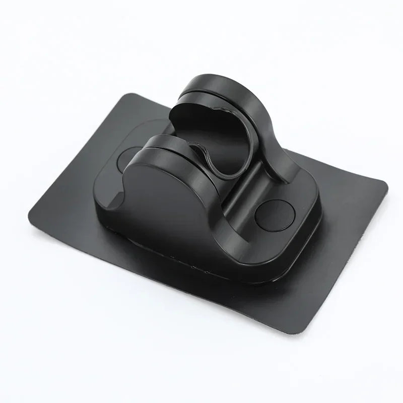 Adjustable Shower Head Holder with Suction Cup – No-Drill Black Wall Mount Bathroom Accessory