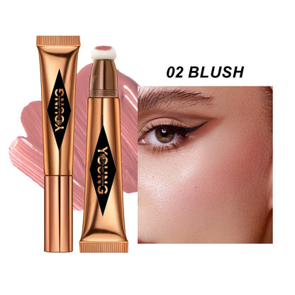YOUNG VISION Air Cushion Powder Blusher – High Gloss Stick, 6 Color Options for Liquid Rouge Makeup
