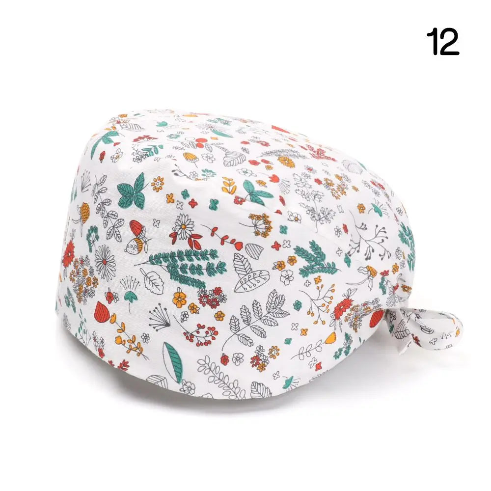 Adjustable Surgical Scrub Cap with Buttons – Ponytail Bouffant Nursing Turban Hat for Women & Men