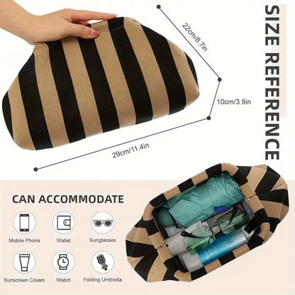 Women’s Summer Woven Crochet Clutch Bag – Ruched Cloud Dumpling Handbag, Colorblock Knit Beach Purse for Casual Use
