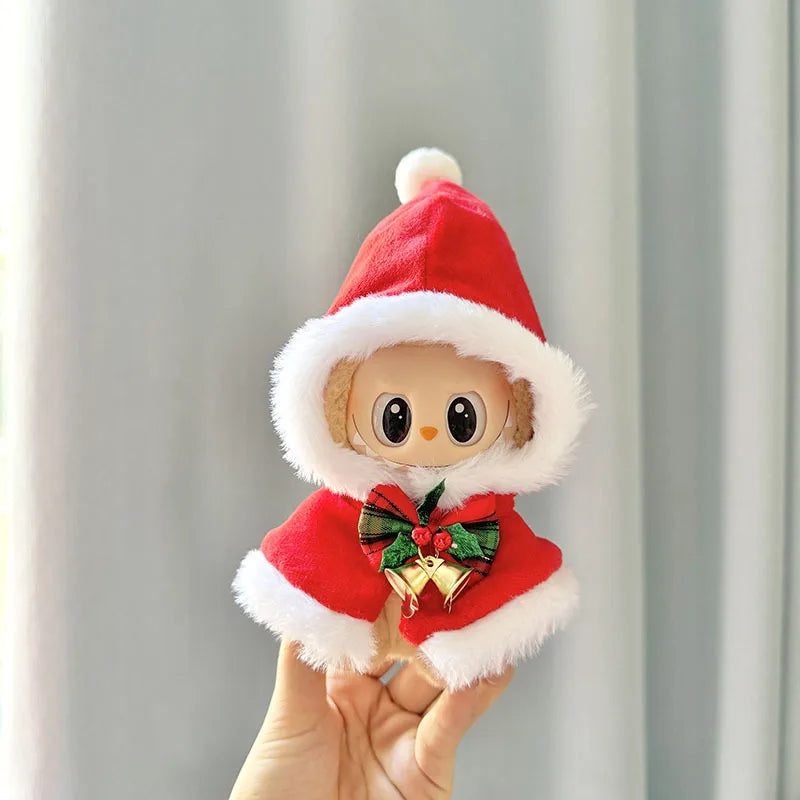 Mini Winter Plush Outfit for Labubu V1–V3 Dolls – Santa, Snowman & Elk Sweater Hat Set, New Year Gift