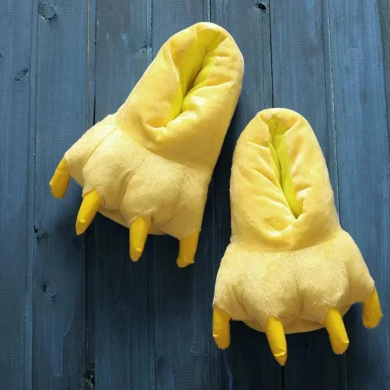 2023 Winter Warm Indoor Slippers - Soft Plush Paw Shoes for Women, Men & Children | Funny Animal Christmas Dinosaur Claw