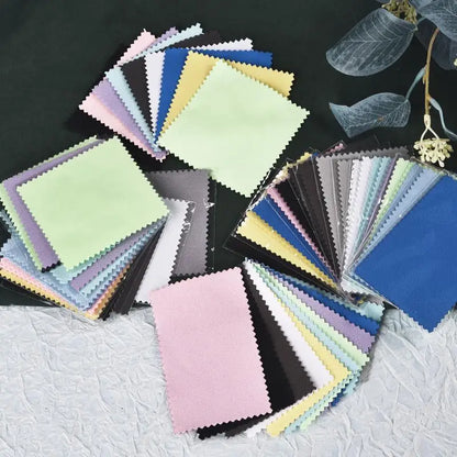 50pcs Silver Polishing Cloths 10x6.5cm & 8x8cm – Soft Cleaning Wipes for Necklaces, Rings & Jewelry Care