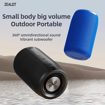 ZEALOT S32 Mini Portable Bluetooth Speaker - HIFI Subwoofer with FM Radio, TF Card, TWS, and USB Support