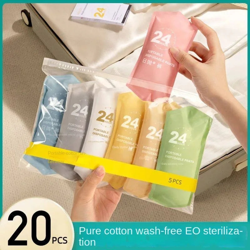 ONEWEAR Disposable Cotton Panties for Women — Sterile Travel, Business, Pregnancy & Postpartum Shorts, 5/10/20pcs Pack