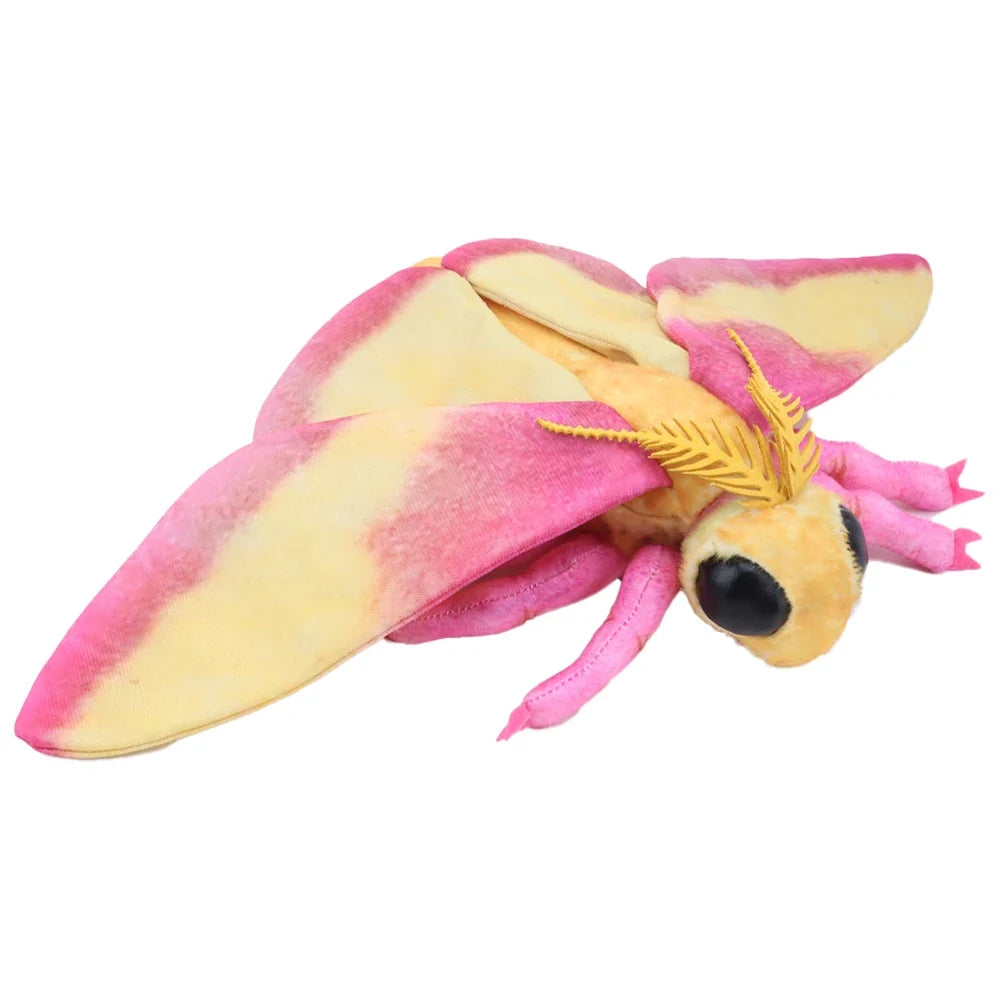 Rosy Maple Moth Plush Toy - Cute Lifelike Silkworm and Luna Moth Stuffed Insect Toy for Kids