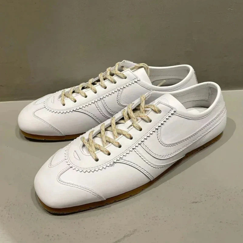 Real Leather German Training Shoes for Women — 2025 Retro Fashion Four Seasons Running & Casual Forrest Gump Style Sneakers