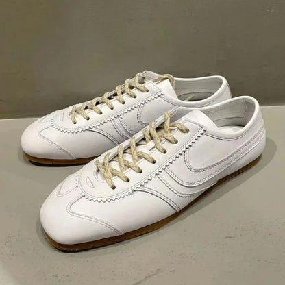 Real Leather German Training Shoes for Women — 2025 Retro Fashion Four Seasons Running & Casual Forrest Gump Style Sneakers