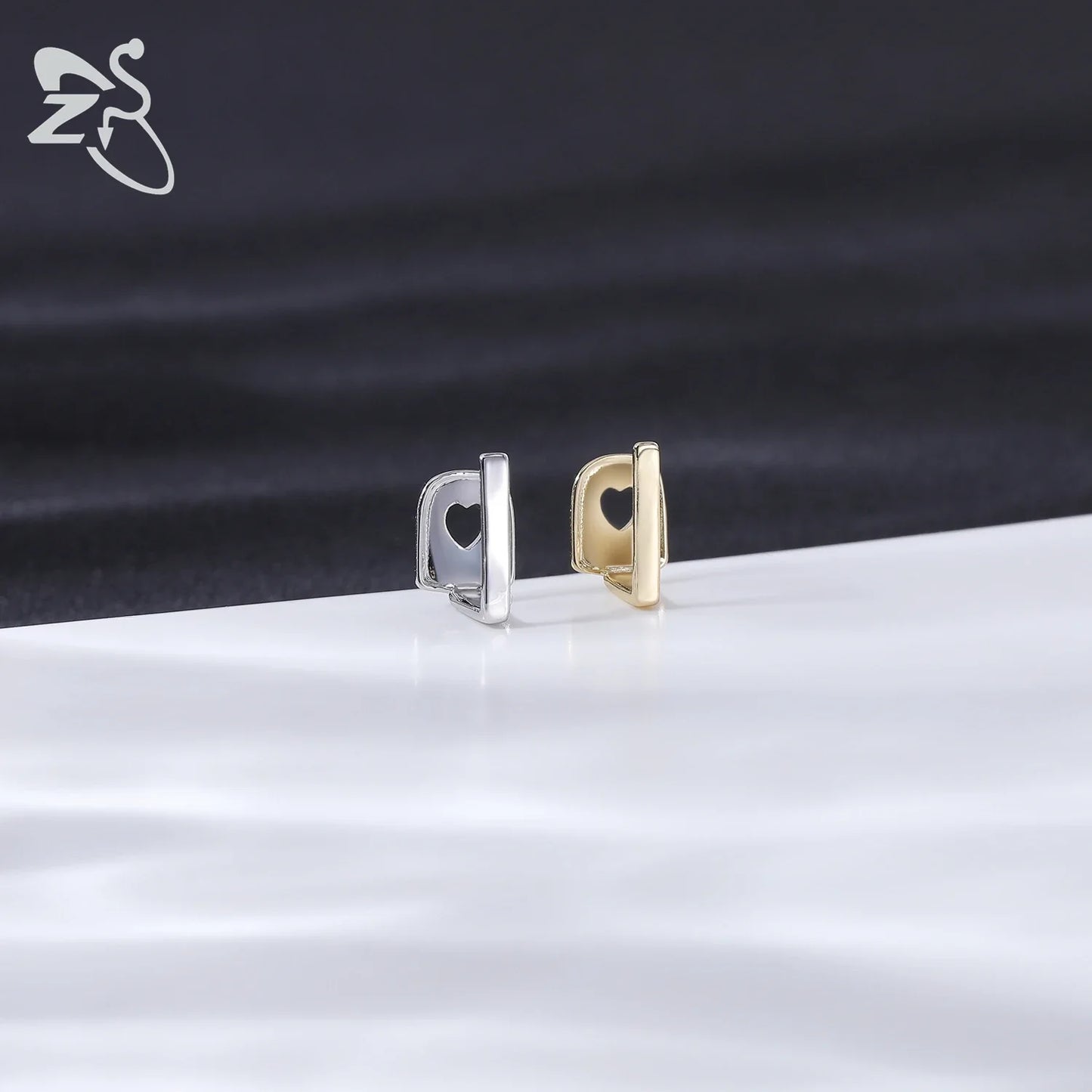 ZS Hip Hop Grillz – Silver/Gold Plated CZ Crystal Cross & Rose Star Tooth Cap, Top & Bottom Set