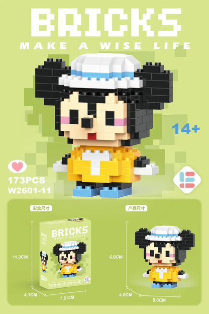 Stitch, Sanrio, and Mickey Mouse Cartoon Dolls - Micro-Particle Building Block Toys Compatible with Children's Gifts