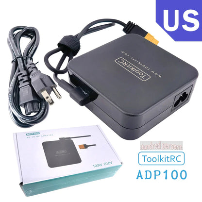 ToolKitRC ADP100 100W 20V Power Supply with XT60 Output Adapter — Compatible with M6D M6 M7 M6DAC ISDT Q8 Q6 GT Power Hota HTRC SkyRC Chargers