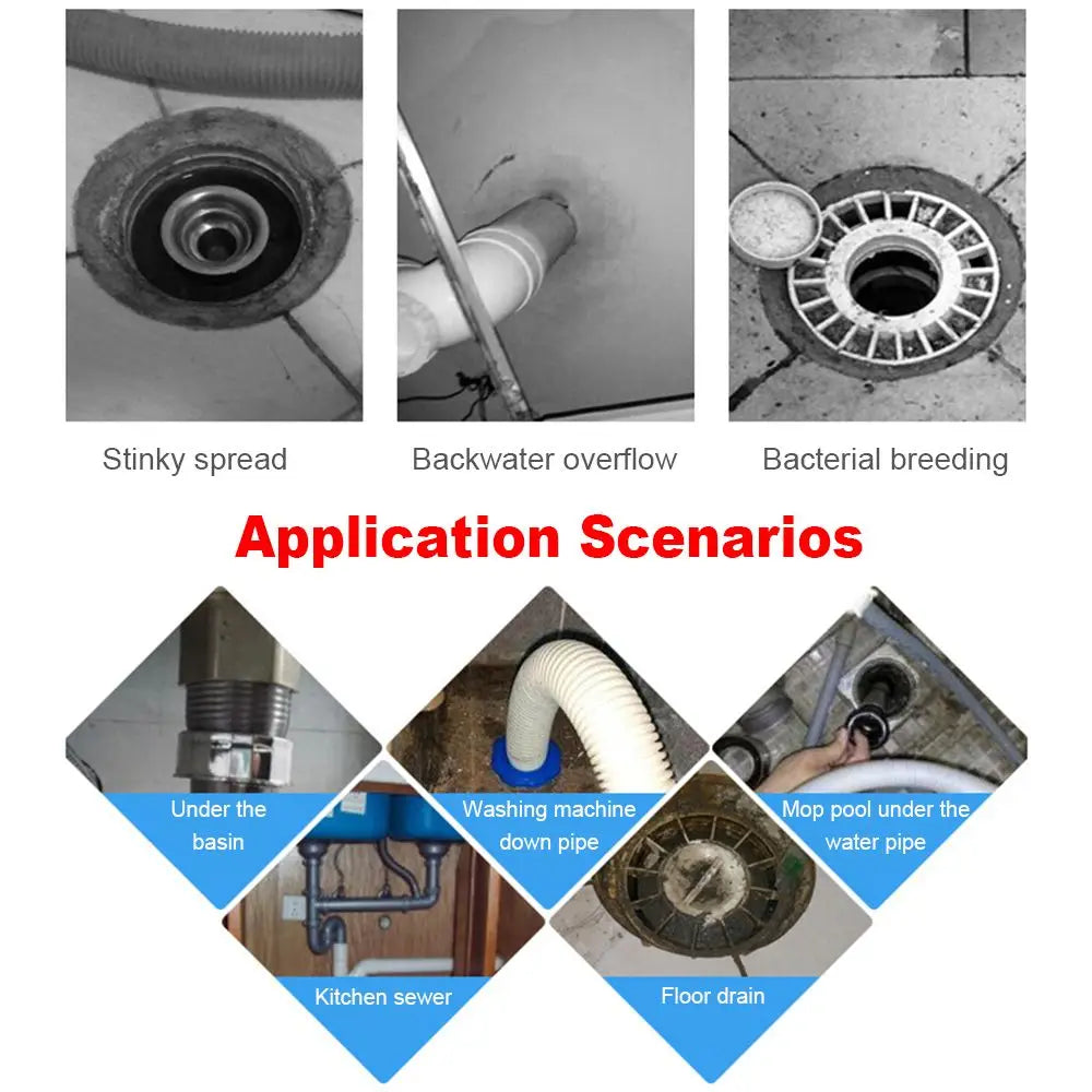 Household Sewer Pipe Seal Ring - Anti-Odor Telescopic Washing Machine Floor Drain Plug Connector - Kitchen Bathroom Pipe Accessories