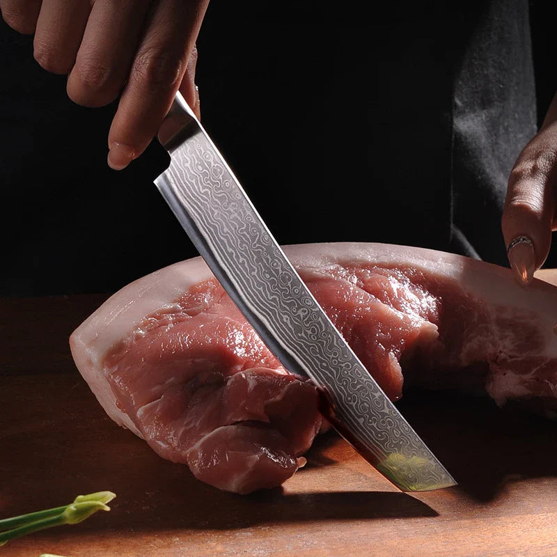 67-Layer Damascus Steel Japanese Chef Knife – Meat Cleaver, Fish & Sushi Slicing, Filleting Kitchen Knife