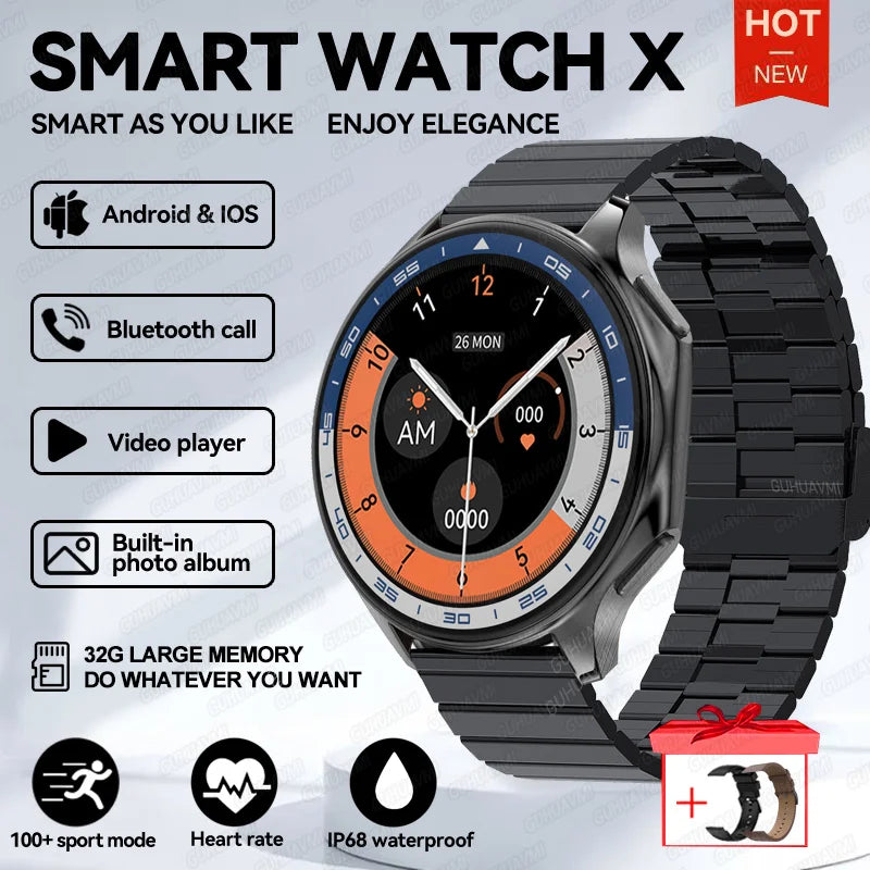 2024 OPPO Watch X Smartwatch — 4G, AMOLED Display, Music & Video, Bluetooth Call, IP68 Waterproof, Compatible with TWS Earphones