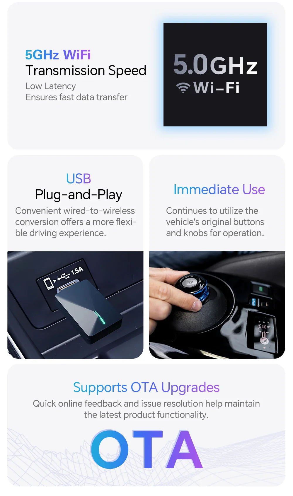 2025 2 in 1 Wireless CarPlay & Android Auto Adapter – Plug & Play USB for Mazda, Haval, Kia, Volvo, Audi, VW