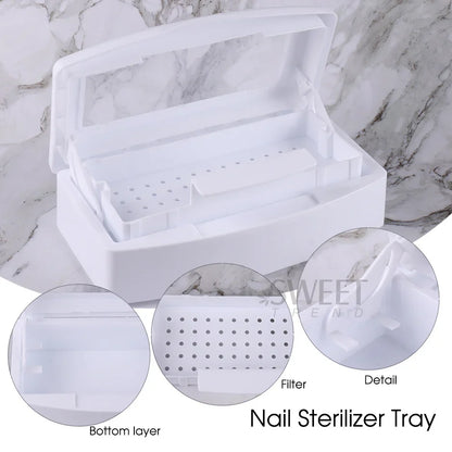 Nail Sterilizer Disinfection Box Pink | Manicure Metal Tool & Tweezers Sterilizer Tray for Salon