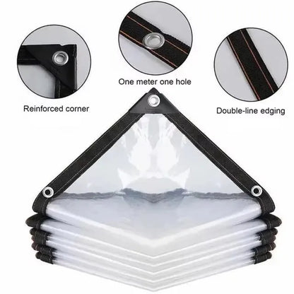 Clear Waterproof Tarpaulin with Grommets – Transparent Poly Tarp Rainproof Garden Plant Cover & Insulated Shed Cloth