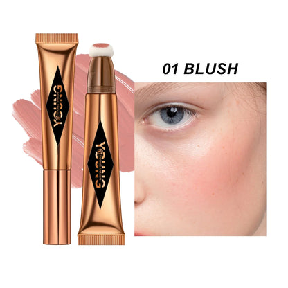 YOUNG VISION Air Cushion Powder Blusher – High Gloss Stick, 6 Color Options for Liquid Rouge Makeup