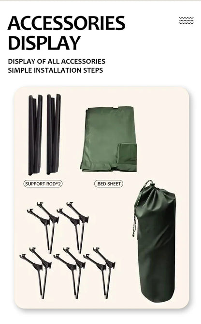 Ultra-Light Folding Camping Bed – Portable Outdoor Tent Cot for Adults, 150KG Capacity, Ideal for Hiking & Travel