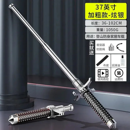 3-Cavity Stick Self-Defense Car Window Breaker - Portable Emergency Wolf-Tooth Stick for Extendable Car Safety