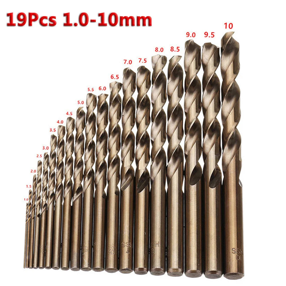 M35 Cobalt Twist Drill Bit Set – HSS-Co Straight Shank Metal Drill Kit for Stainless Steel, Iron & Woodworking Use