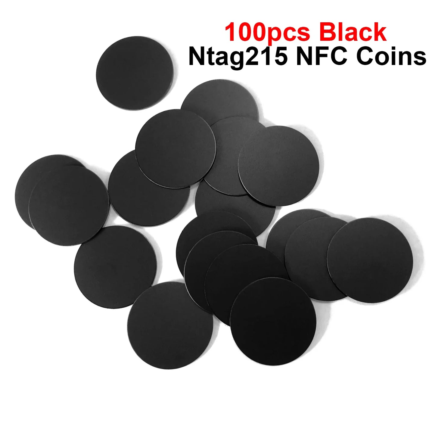 10/50/100PCS RFID NFC NTAG215 Black Sticker Tags – 13.56MHz Adhesive Labels 25MM 504Bytes for Personal Automation
