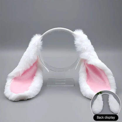 Cute Bunny Ears Headband - Plush Rabbit Hair Hoop Cosplay Accessory for Adults & Parties