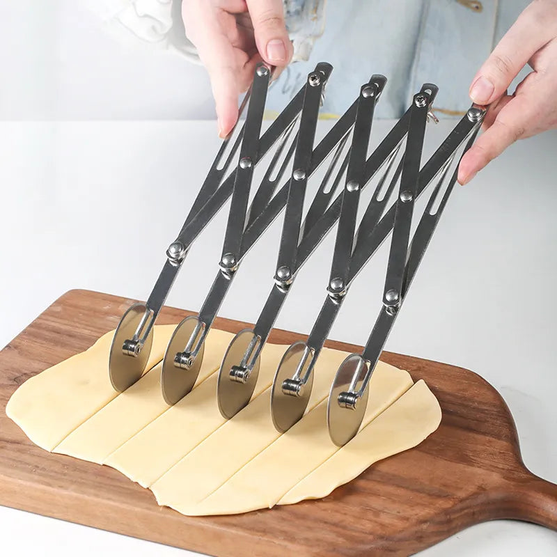 3/5/7 Wheel Cutter Dough Divider - Stainless Steel Dough Knife with Flexible Roller Blade - Pizza and Pastry Peeler - Baking Pan Tool