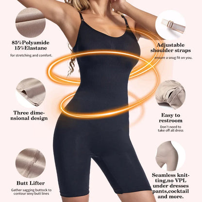 Seamless Women’s Bodysuit Shapewear – Butt Lifter & Waist Trainer with Strappy Back, Chest Enhancing Corset Underwear