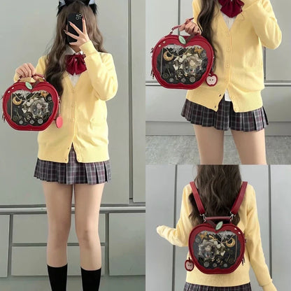 New Girl Harajuku Apple Crossbody Bag – Cute Sweet Style Y2K Ulzzang Preppy ItaBag Handbag Backpack