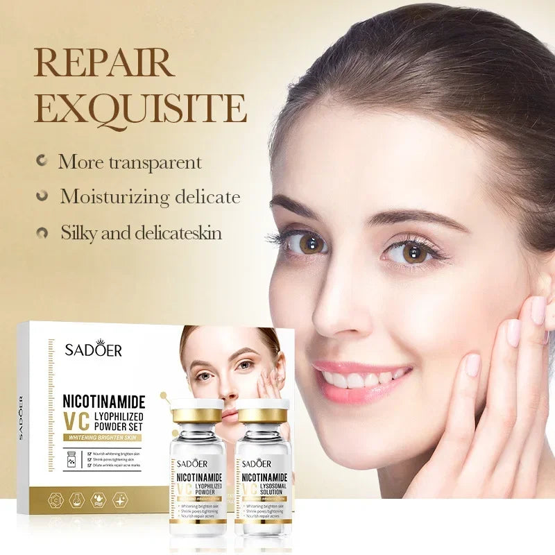 Niacinamide Face Serum Powder Set – Whitening, Hydrating, Anti-Aging, Anti-Wrinkle Skin Care with Pore-Reducing Effect