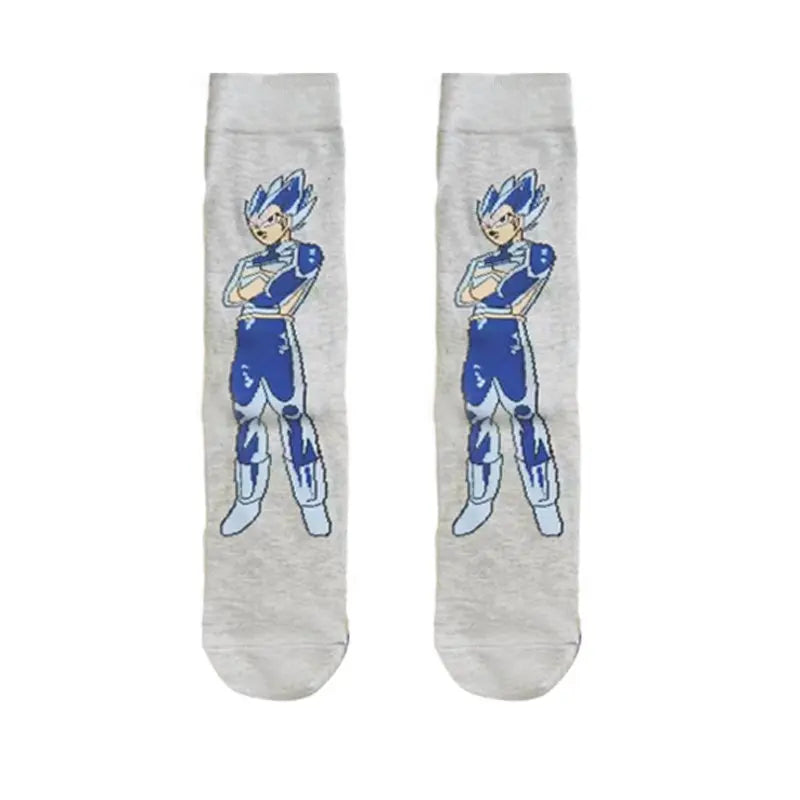 Men’s Dragon Ball Anime Mid Tube Socks - Bandai Cartoon Character Cotton Crew Socks