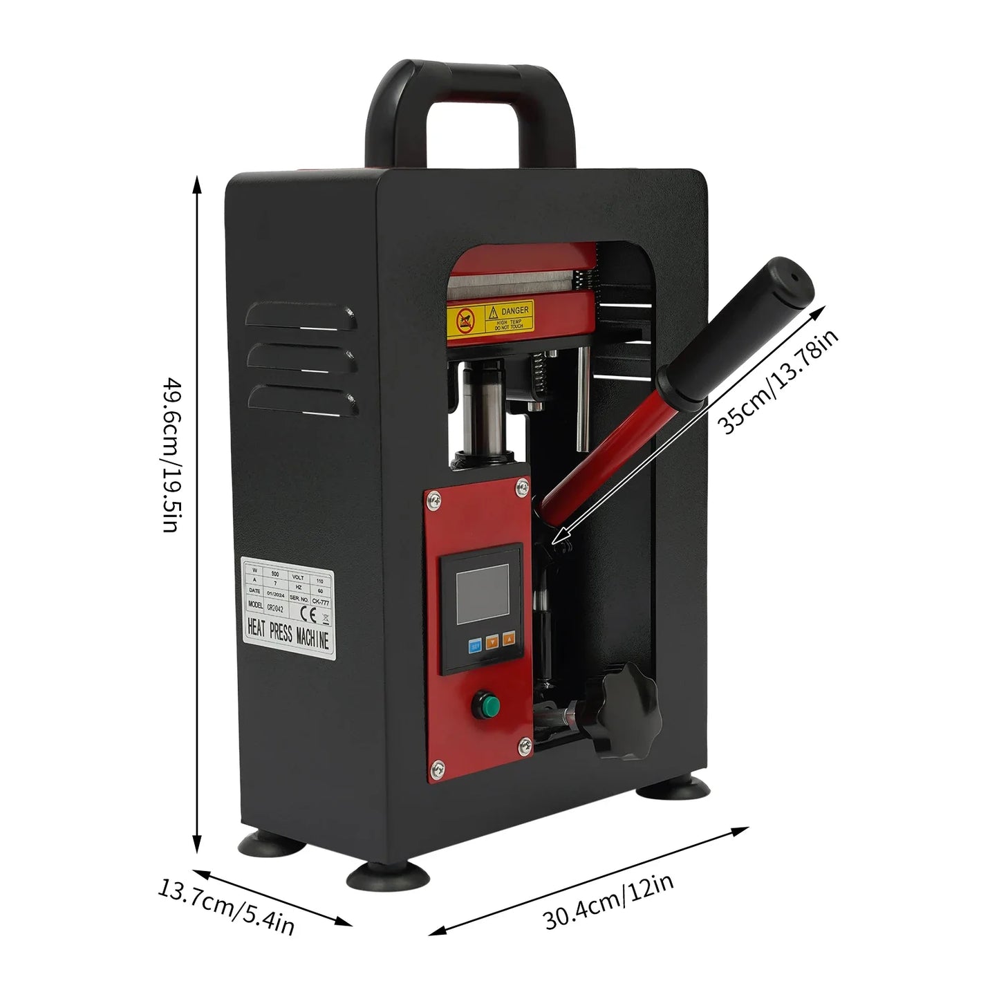 900W/1200W 5T Manual Hydraulic Rosin Heat Press – Dual Plate Oil & Wax Extraction Tool