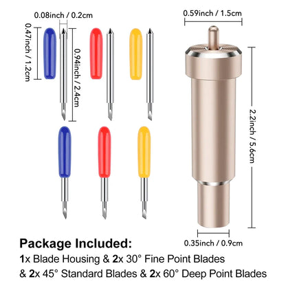 Metal Cut Blade Set with Housing — Compatible with Cricut Maker, Maker 3, Explore Air 2 & Explore 3, Replaceable Deep-Point Blade