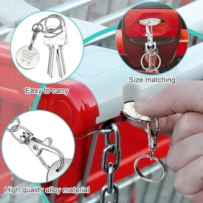 Shopping Trolley Token Keychain – Mini Metal Supermarket Cart Coin Remover Key Ring Unisex Grocery Accessory Gift