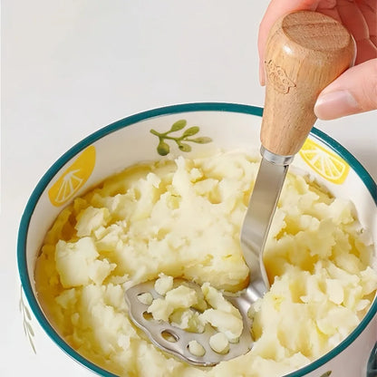 Manual Potato Masher — Stainless Steel Fruit & Vegetable Crusher, Food Mashing Tool for Kids, Kitchen Gadget