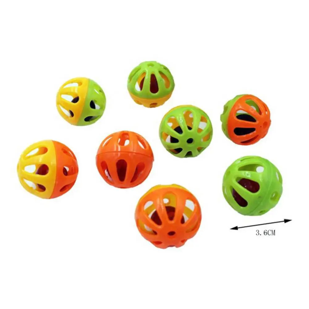 10Pcs Cat Toy Set – Hollow Plastic Bell Balls & Feather Teaser Interactive Exercise Toys for Kittens and Cats